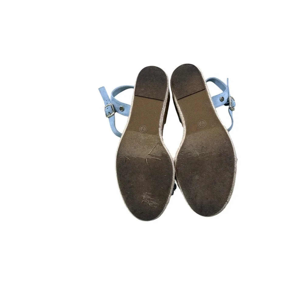 Anne‎ Klein Blue Chain Accent Espadrille Wedge Sandals Size 7